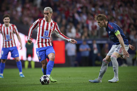 Antoine Griezmann in action against Arsenal 