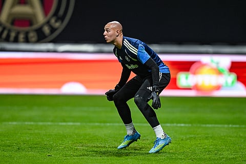 Donovan Parisian of New England Revolution during warm up