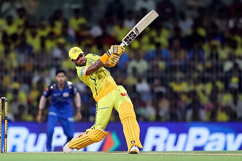 Kartik Sharma in action against Mumbai Indians 