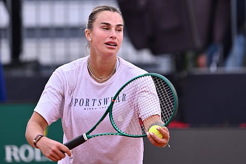 Aryna Sabalenka during a training session