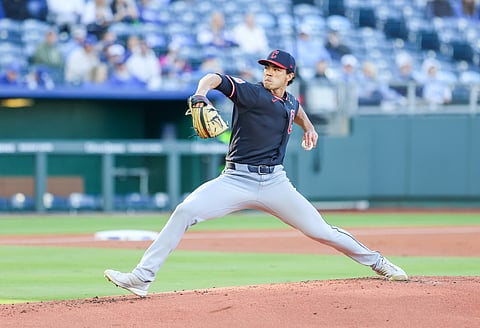 Joey Cantillo in action against Kansas City Royals