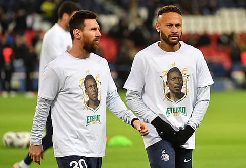 File photo of Lionel Messi with Neymar