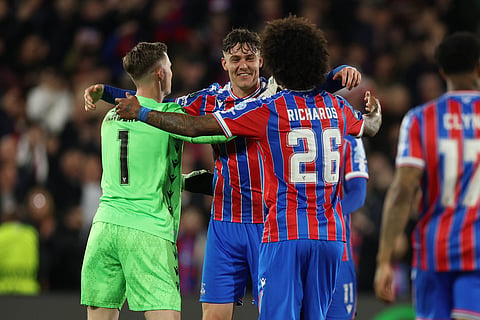 Crystal Palace players celebrate after win over Shakhtar Donetsk