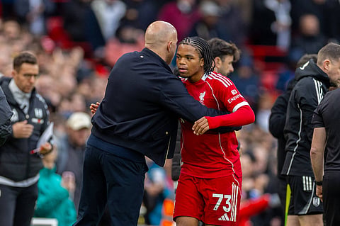Arne Slot after substituting Rio Ngumoha against Chelsea
