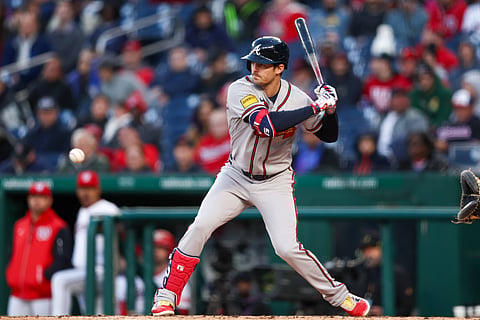 Mike Yastrzemski of Atlanta Braves in action 