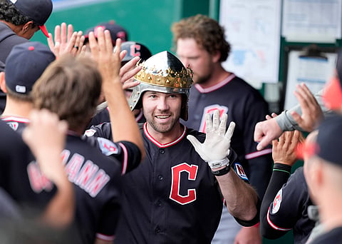 Angel Martinez celebrates a home run