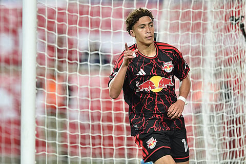 Julian Hall celebrates his goal against Columbus Crew