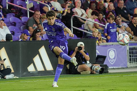 Orlando City player Zakaria Taifi in action 