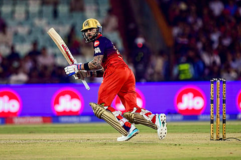 Virat Kohli plays a shot against Kolkata Knight Riders