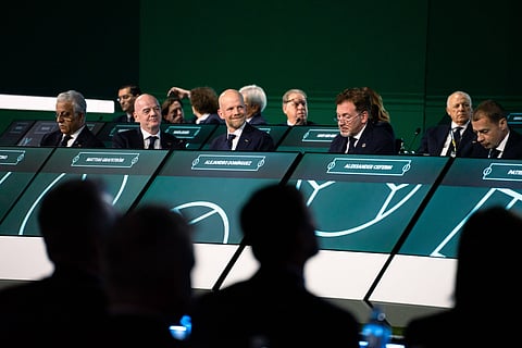 FIFA Secretary-General Mattias Grafstrom with FIFA President Gianni Infantino