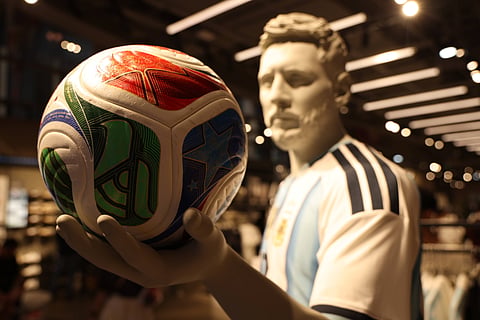 An installation featuring the official match ball of 2026 World Cup
