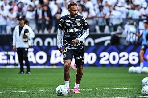 Neymar Jr during practice session at Santos