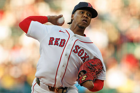 Boston Red Sox pitcher Brayan Bello delivers a pitch 