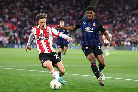 Southampton and Middlesbrough players in action