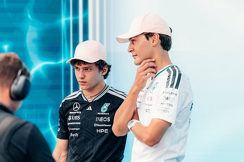 George Russell with Kimi Antonelli 