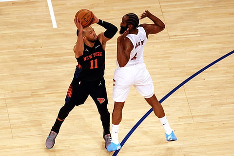 New York Knicks and Cleveland Cavaliers players in action