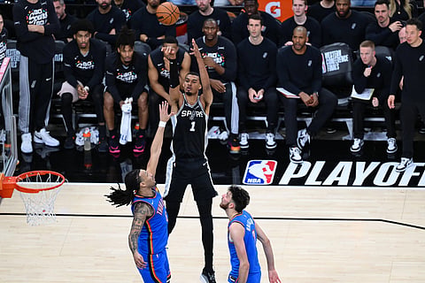 Oklahoma City Thunder and San Antonio Spurs players in action