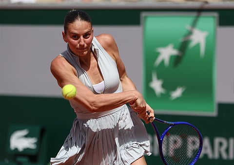 Marta Kostyuk in action at the French Open