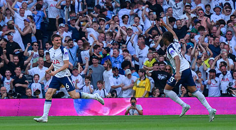 Joao Palhinha celebrates after scoring against Everton