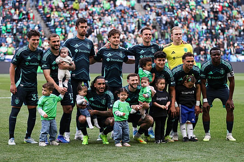 Seattle Sounders players pose for a team photo