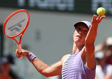 Iga Swiatek in action at the French Open