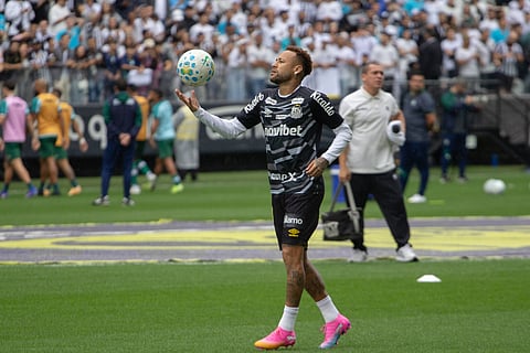 Neymar during a training session with Santos