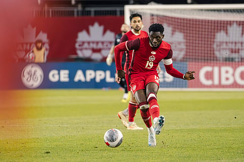 Canada captain Alphonso Davies in action