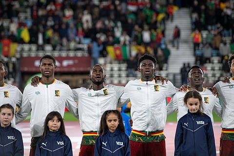 South Africa players during national anthem