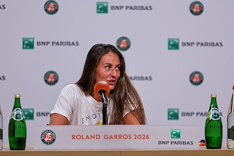 Marta Kostyuk during post-match press conference