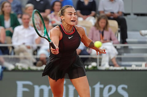 Aryna Sabalenka in action against Naomi Osaka