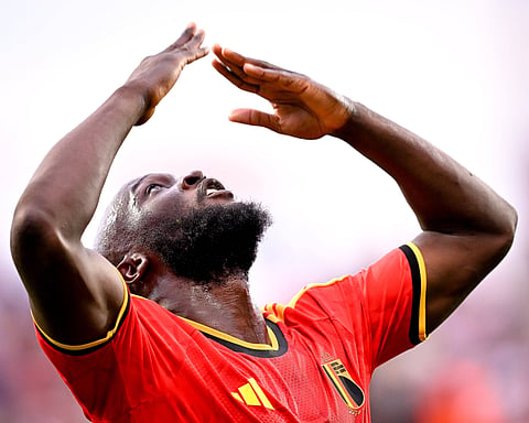 Romelu Lukaku celebrates after scoring against Croatia