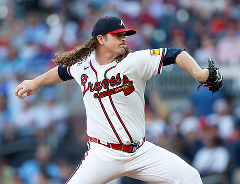 Atlanta Braves pitcher Grant Holmes in action