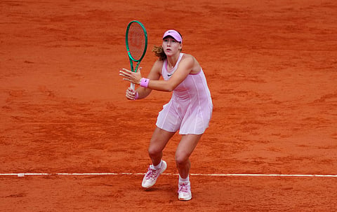Mirra Andreeva in action at the French Open