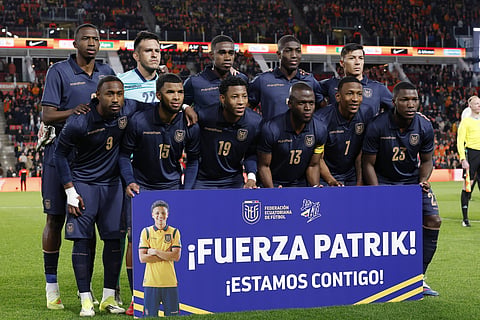 Ecuador players pose for a team photo