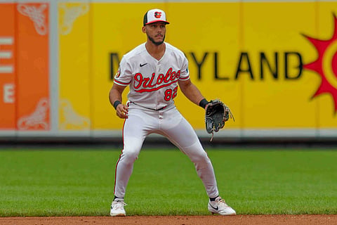 Baltimore Orioles baseman Jeremiah Jackson in action