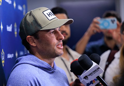 Former US forward Landon Donovan during a press conference