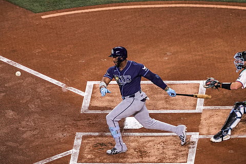 Yandy Diaz in action for Tampa Bay Rays