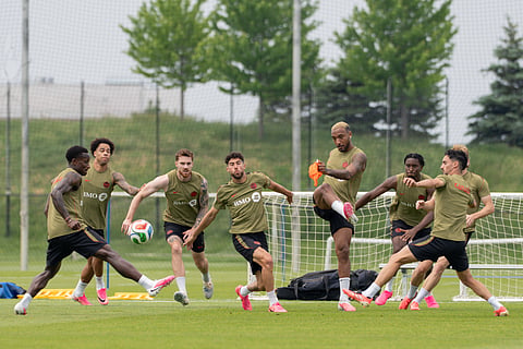Canada players during warm-up