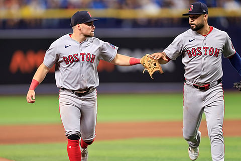 Boston Red Sox infielders Caleb Durbin and Isiah Kiner-Falefa