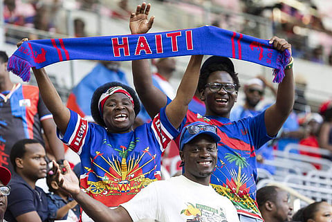 Haiti fans cheer for their team during friendly match against Peru