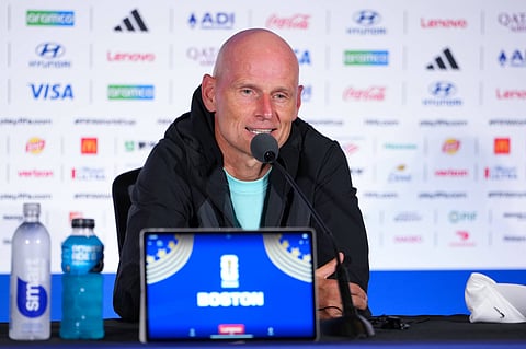 Norway coach Stale Solbakken at the pre-match press conference