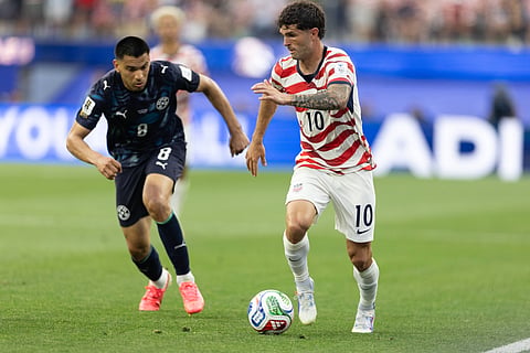 Christian Pulisic in action against Paraguay
