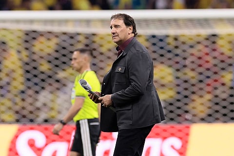 Nestor Lorenzo during Colombia's opening game against Uzbekistan