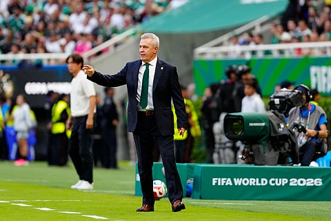 Javier Aguirre on the touchline against South Korea