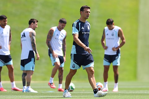 Lionel Scaloni pictured during training session