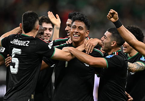 Luis Romo celebrates his goal against South Korea