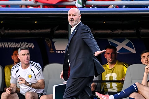 Steve Clarke on the touchline against Morocco