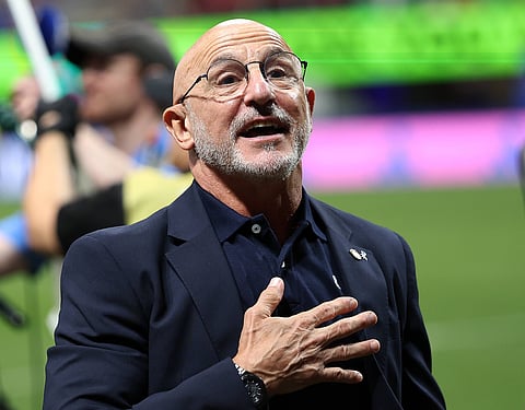 Luis de la Fuente reacts at full-time against Saudi Arabia