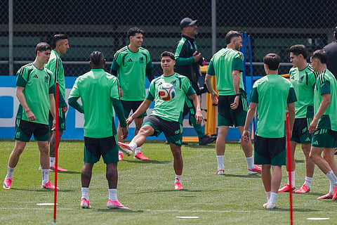 Mexico players pictured during a training session