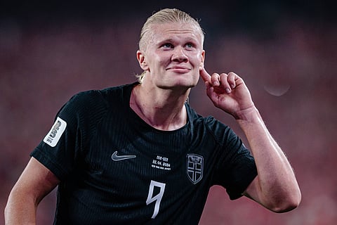 Erling Haaland celebrates his goal against Senegal